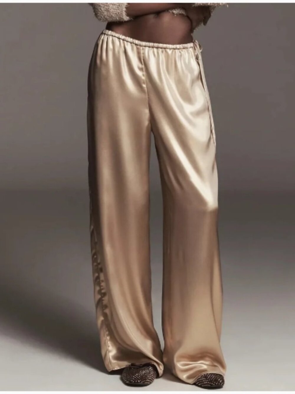NWT Anthropologie Maeve Liquid Shine Gold Party Pull-On Pants - Picture 2 of 7